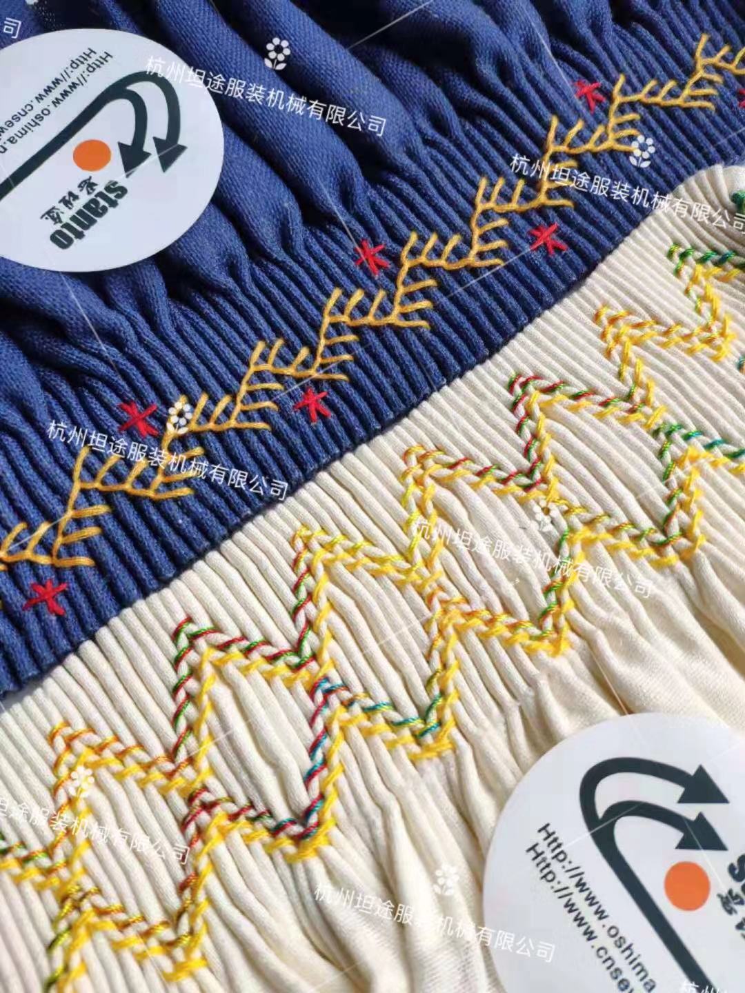 司马克缩褶绣打揽smocking手工打揽机抽褶,抽绉绣花工艺