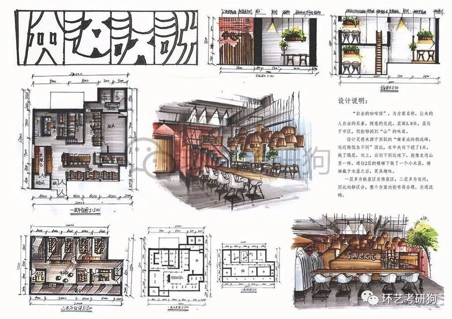 咖啡厅建筑快题设计,咖啡厅快题,快题咖啡厅手绘效果图(第5页)_大山谷图库