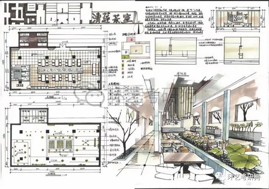 室内快题丨餐饮空间餐厅咖啡馆茶室专题作品集锦环艺考研狗