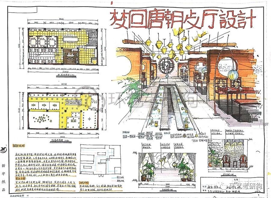 室內快題丨餐飲空間餐廳咖啡館茶室專題作品集錦環藝考研狗