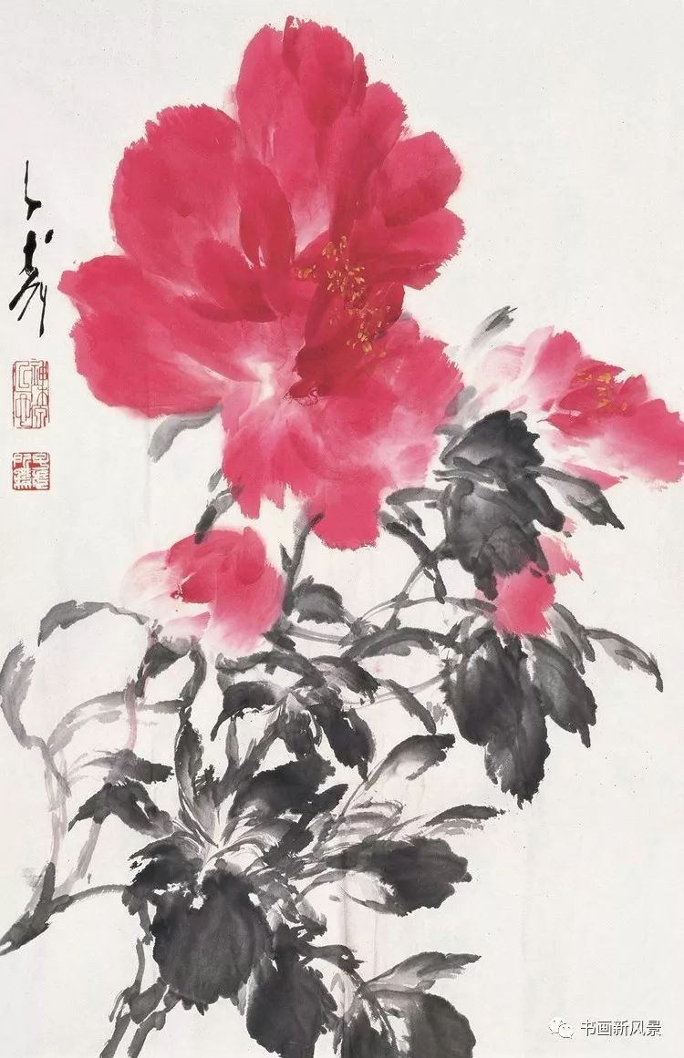 王子武的大写意牡丹好洒脱的笔墨