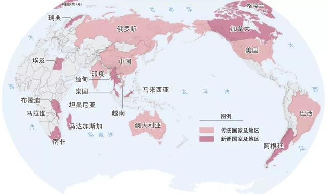 世界稀土礦主要分佈國家及地區示意圖