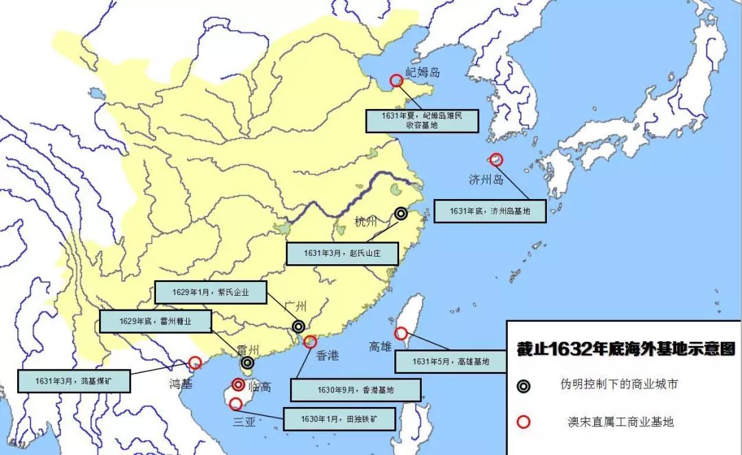 1632年底,澳宋海外基地示意图"临高穿越众"构成集团在面对晚明中国