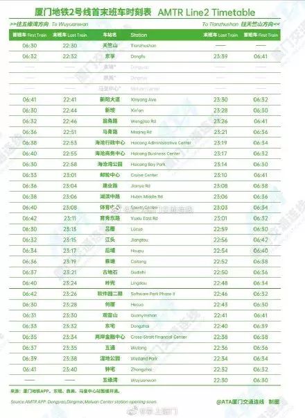 好消息厦门地铁2号线即将开通运营时刻表票价出炉