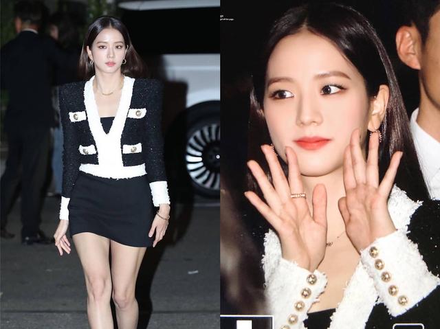 金智秀jisoo经典穿搭,红色小礼服很吸睛,日常穿搭很耐看