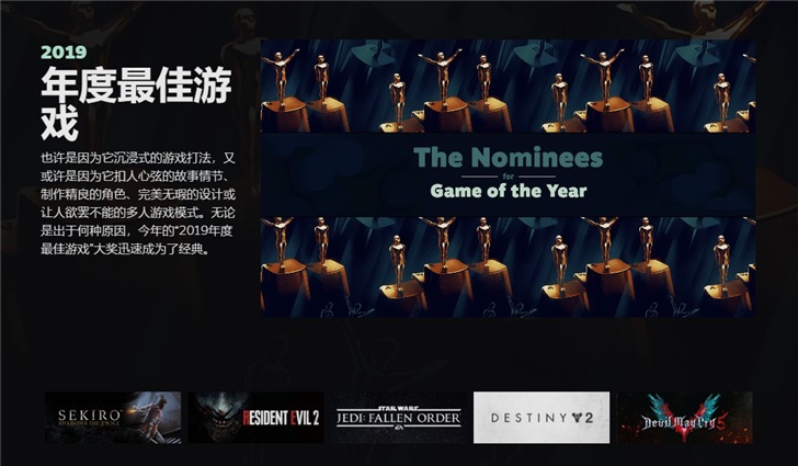 Steam公布年度游戏大奖提名：《只狼》再度入围_奖项