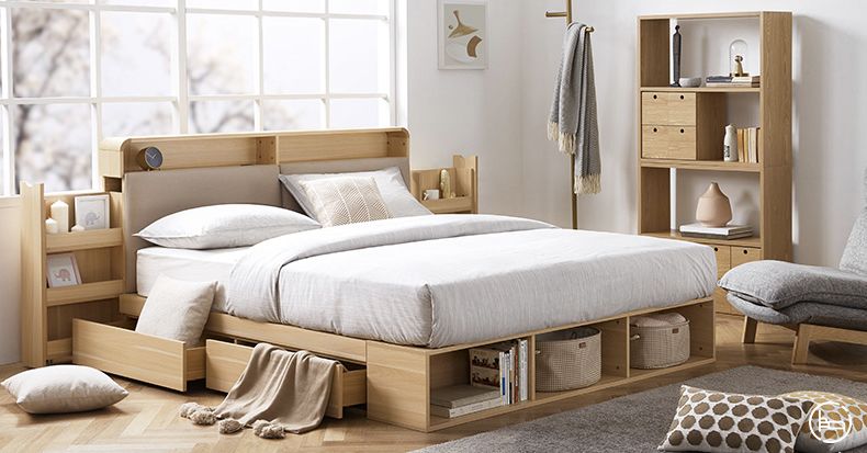 ②侧边抽屉式储物床