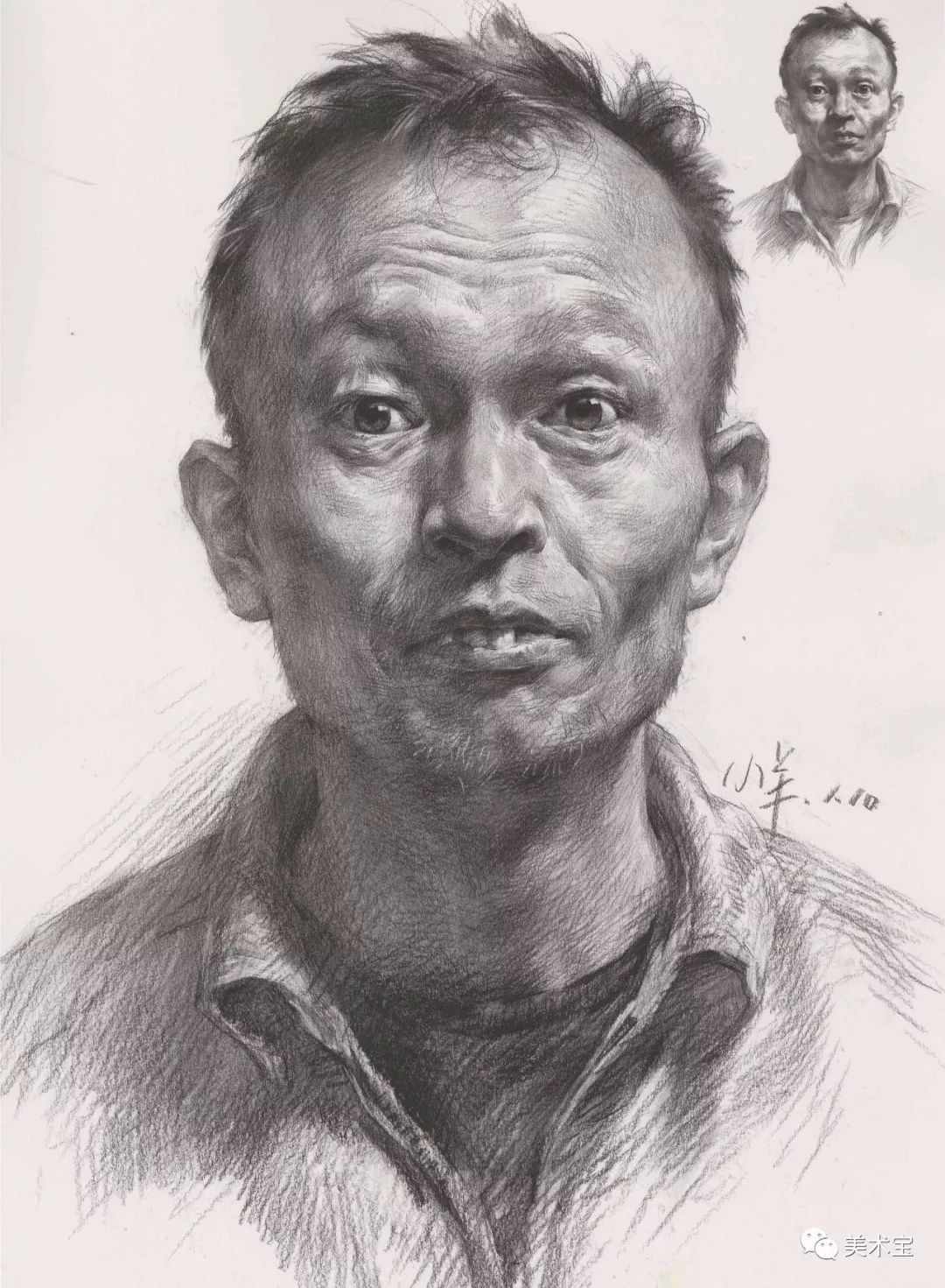 临摹精选丨正面素描头像范画