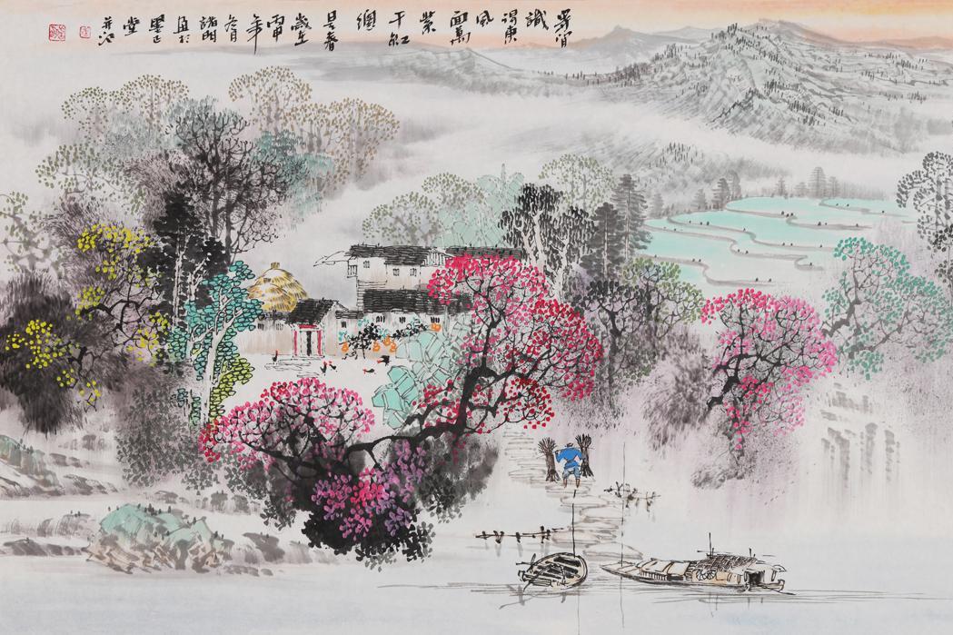 诸明的山水画,画中有一种无以言表的美感