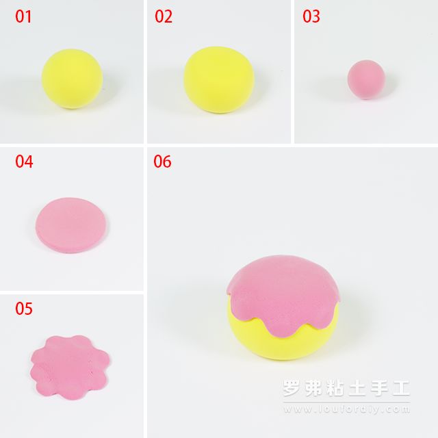 罗弗超轻粘土教程 — 甜点系列之双层生日蛋糕制作图解教程_黄色