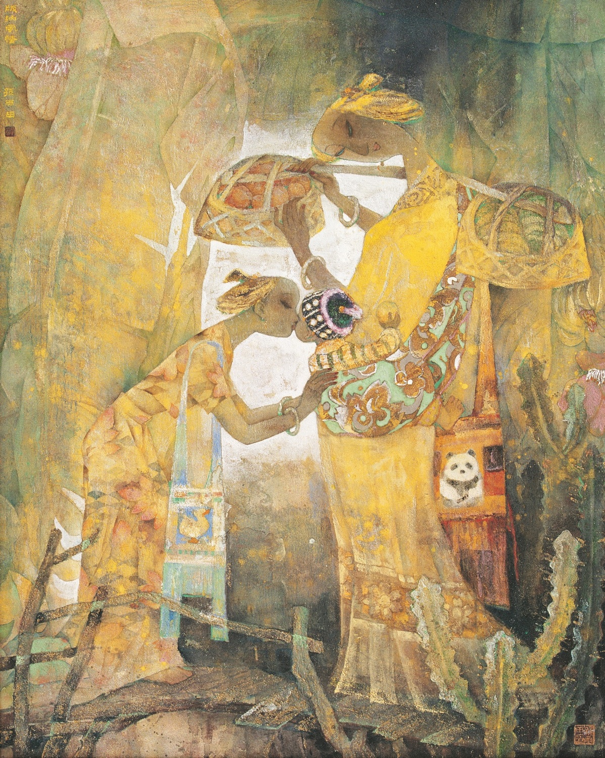 长安水边多丽人 (岩彩)80x100cm 1998年▲观音造像(岩彩) 60x50cm