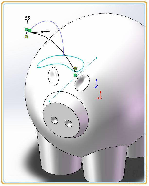 用solidworks建模的小猪储钱罐此图耳朵比较难画