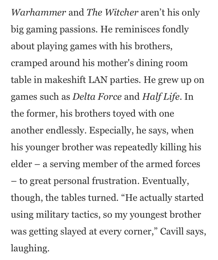 “大超”亨利·卡维尔：《半条命》伴我长大，常玩《战锤2》_玩游戏