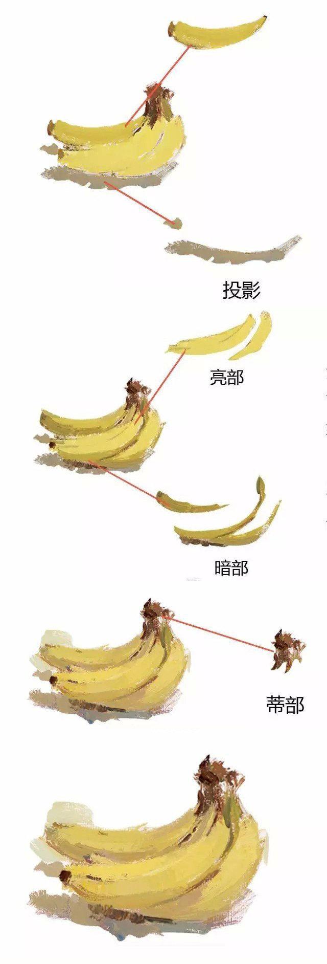 色彩静物单体香蕉的画法再画不好我就把你吃掉