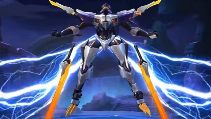 在出场时会有闪电飘飘而过,最后展开双翼缓缓降临,整个皮肤的外观颇有