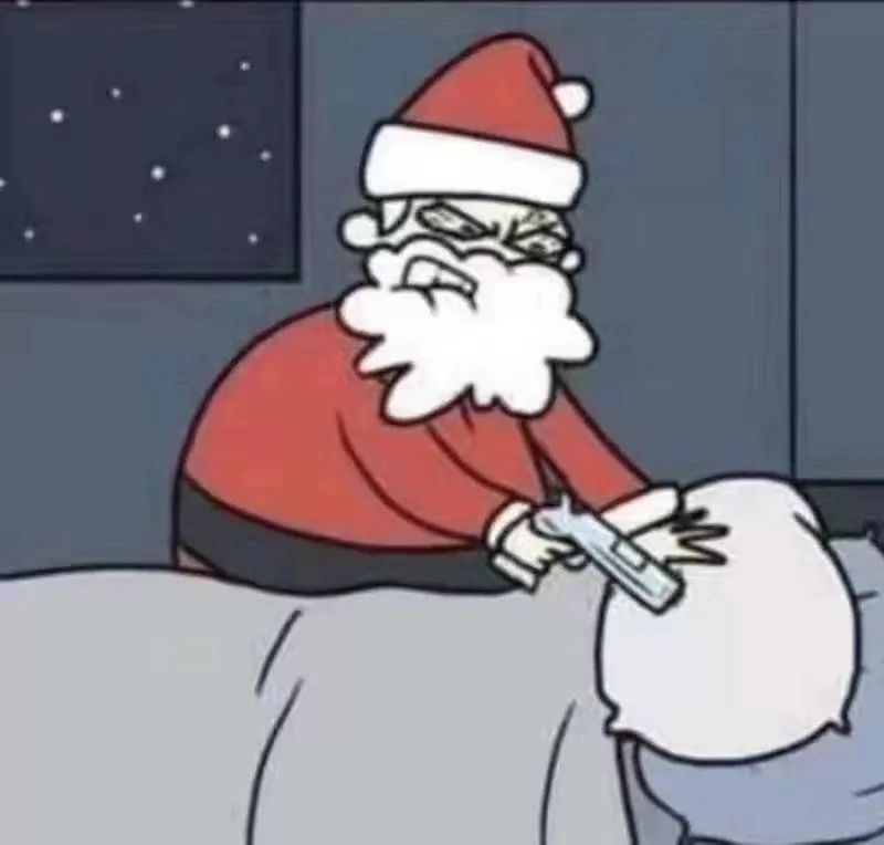 圣诞老人拿枪图片