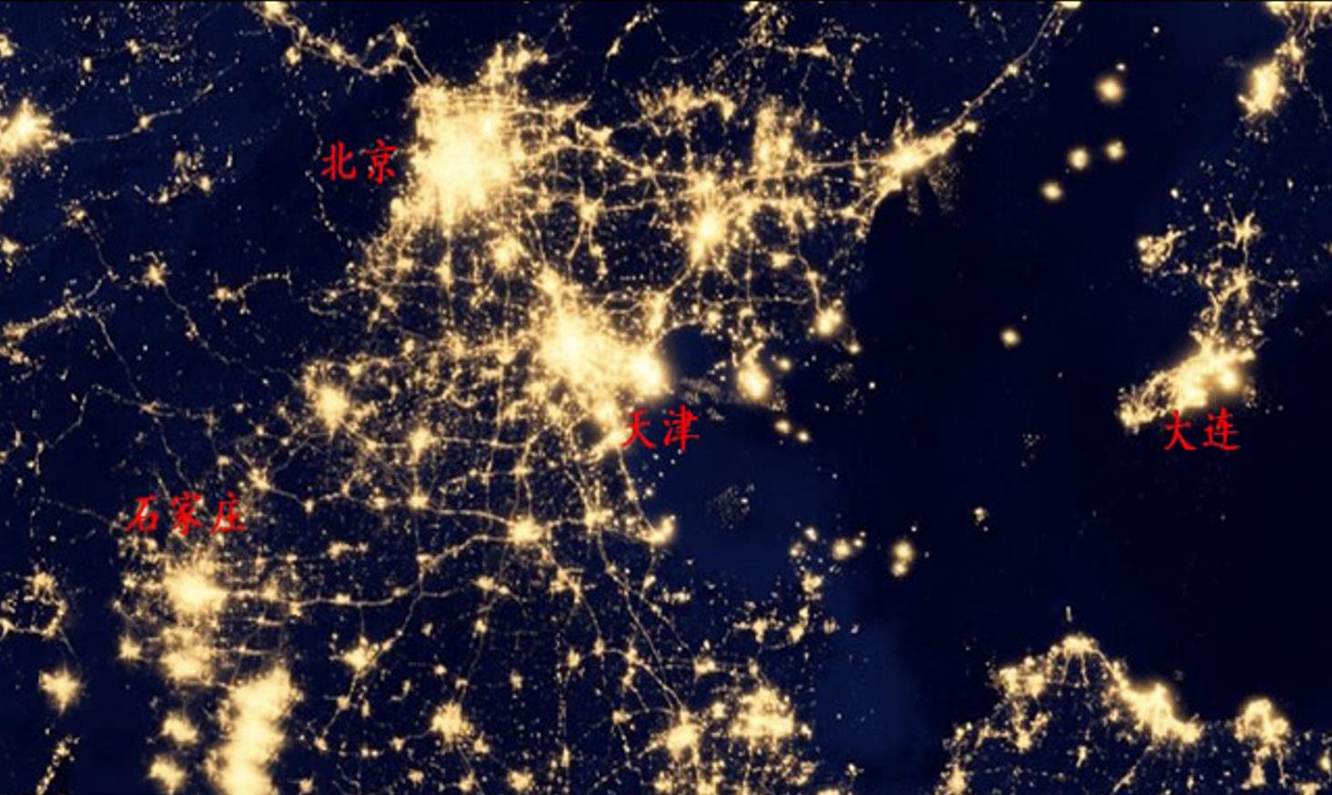 长三角,珠三角,京津冀卫星夜景,一体化进程中还差哪里?