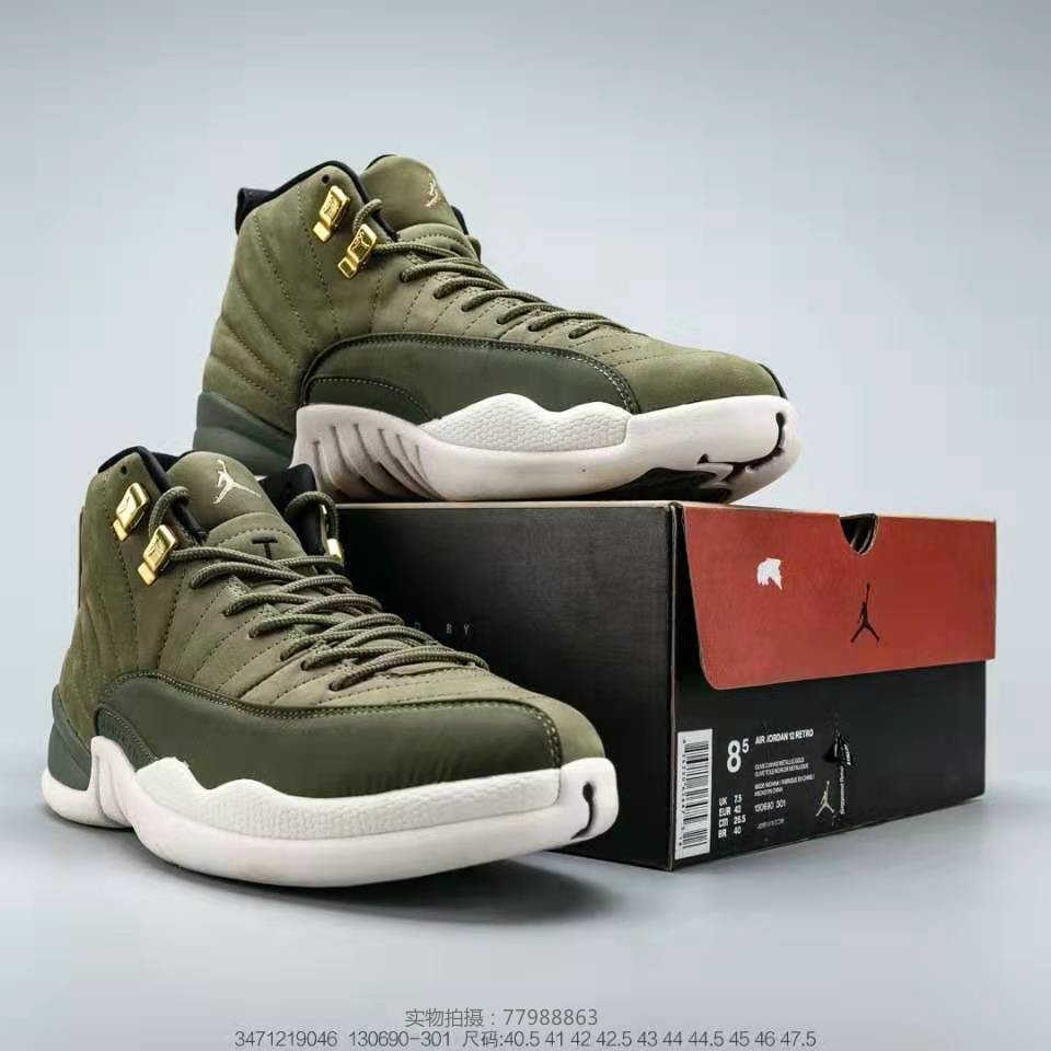 aj12大金扣橄榄绿色调一双军事硬朗风格的球鞋一代人的青春梦
