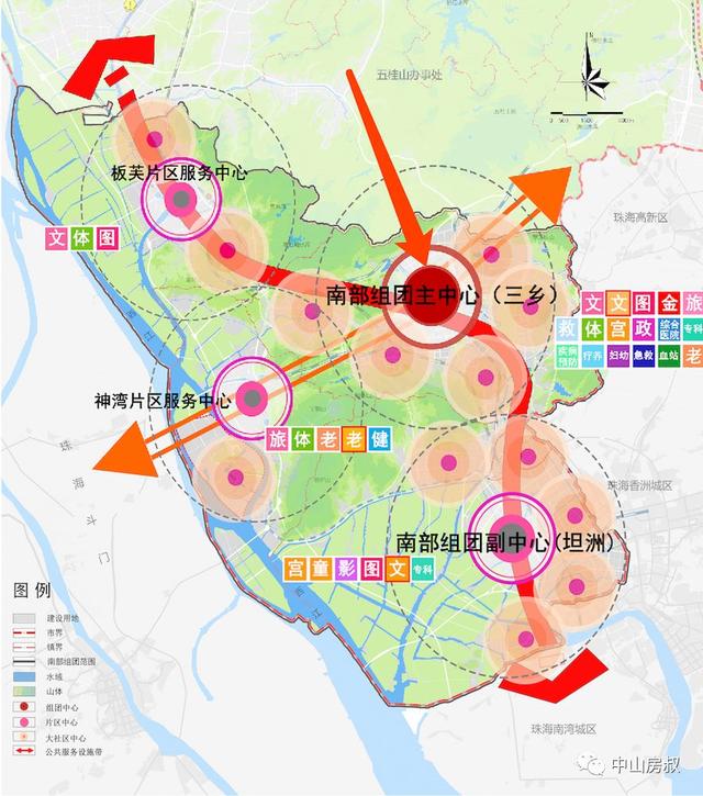 在去年9月发布的南部组团规划草案中,三乡被定位为组团主中心(城市副