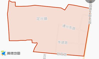 定兴博兴路与兴华街交叉口至博兴路与博程街交叉口博野图中亮色区域