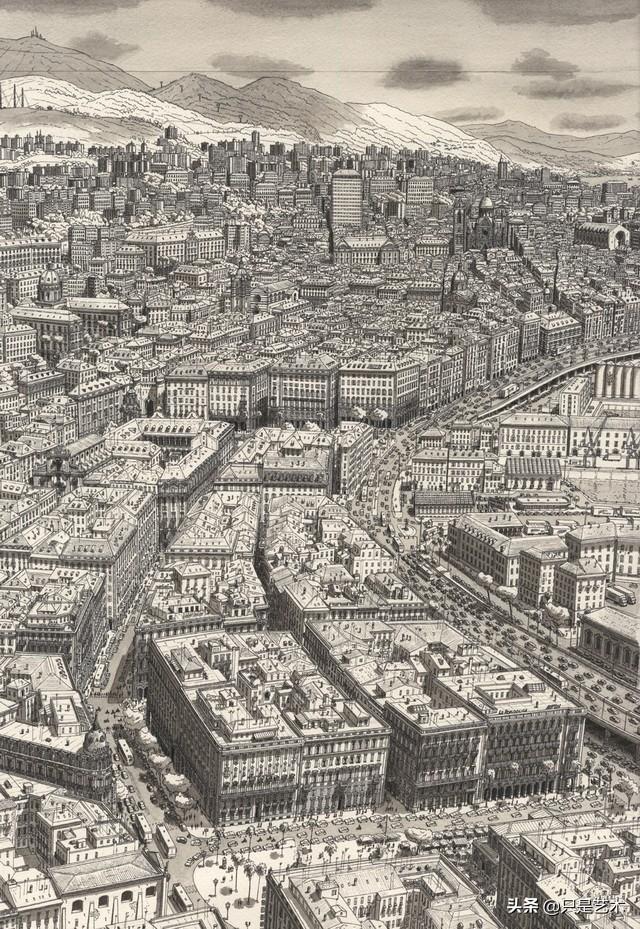 大神手绘的城市鸟瞰图牛