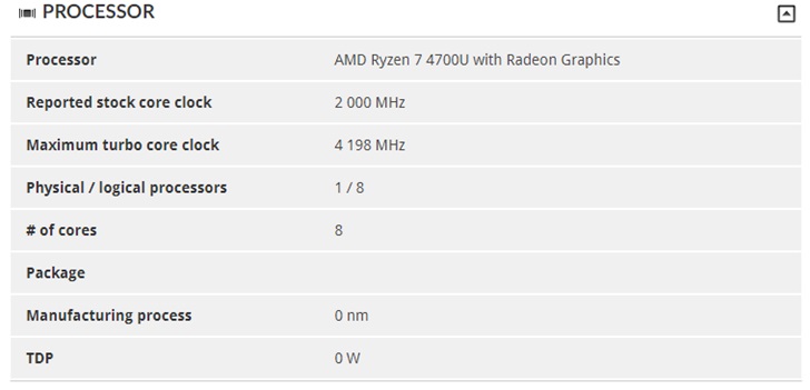 AMDR74700U现身，低压处理器迎来8核
