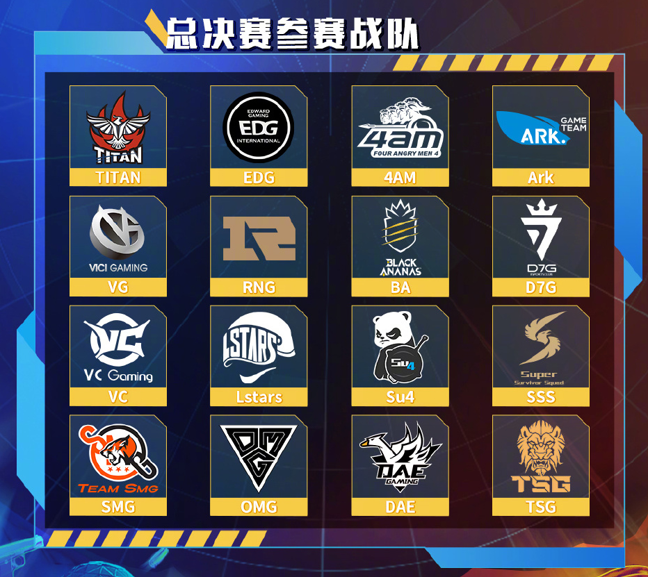 參賽隊伍:參賽隊伍:titan,edg,4am,ark,vg,rng,ba,d7g,vc,lstars,su4