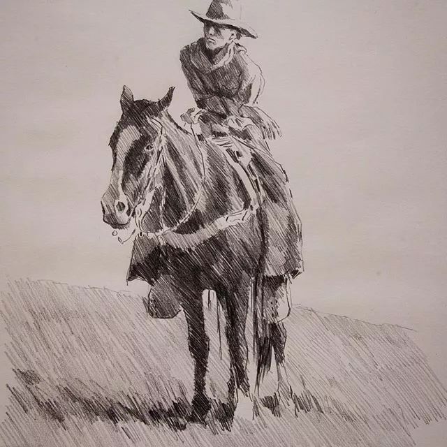 西部牛仔风的速写,复古味超浓郁