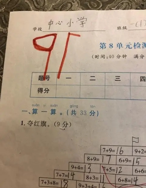 姑娘回家说考了97分