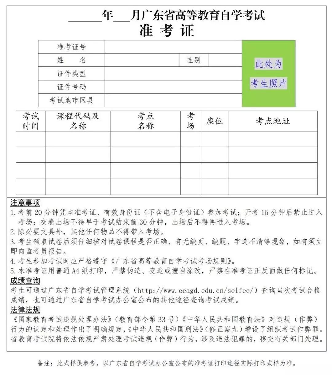 通知2020年1月广东自考准考证打印12月25日开自行打印附打印流程