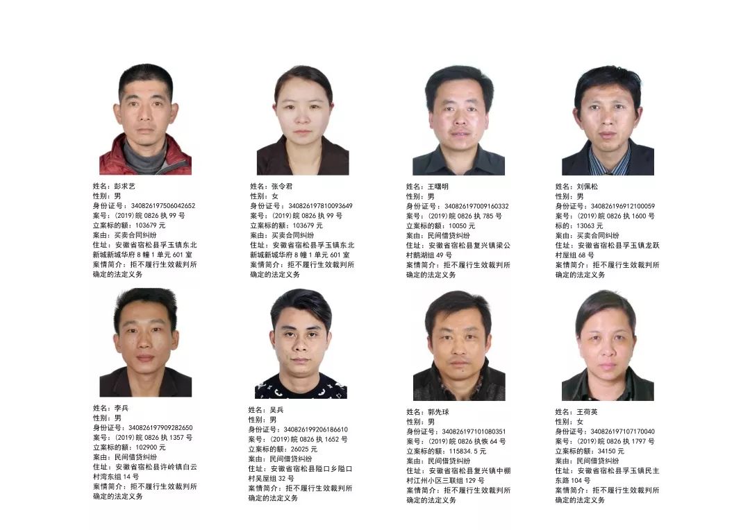 在这里也请大家擦亮双眼好好看看, 发现以上人员请立即向宿松法院