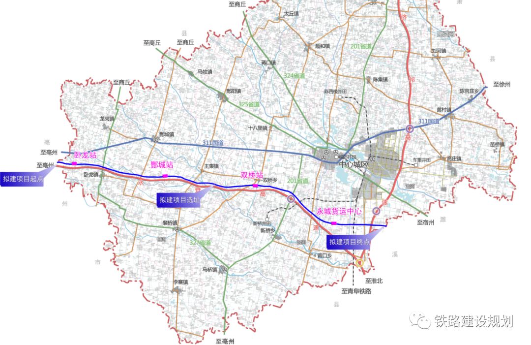 三洋铁路河南段线路总体走向示意图▼