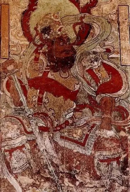 65平方米,壁画中天王怒目圆睁,威武雄壮,供养人面部圆润,姿态生动