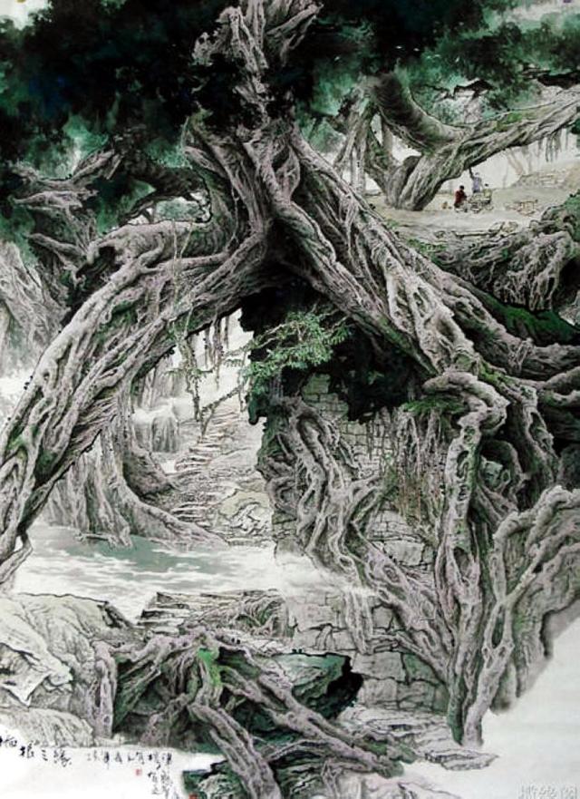 古寨苍榕张立有画榕