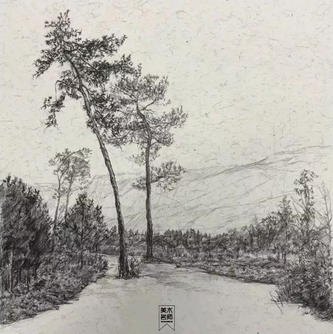 风景当中要善于归纳景物的透视规律,一般常用的透视方法有,平行透视