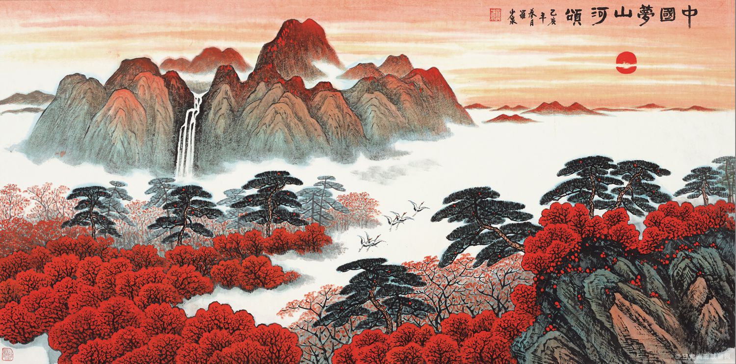 《中国梦山河颂》 2019年罗建泉的山水画深受"新金陵画派"诸家以及