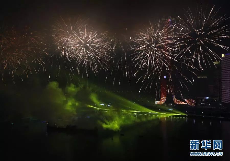 造型各异的烟花有红色,紫色,绿色,金色或是孔雀开屏或是笑脸绽放或是