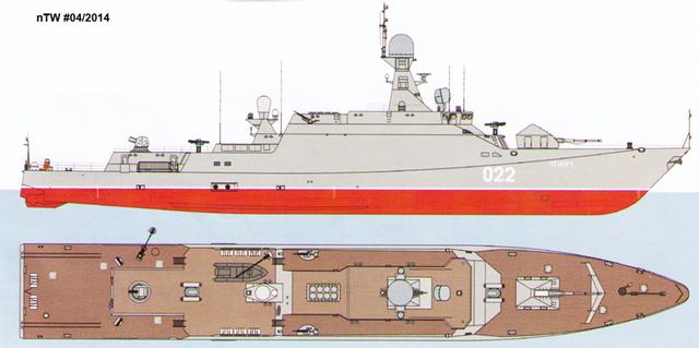 俄海军里海区舰队的11661k型轻型护卫舰"达吉斯坦"号(舷号693)和21631
