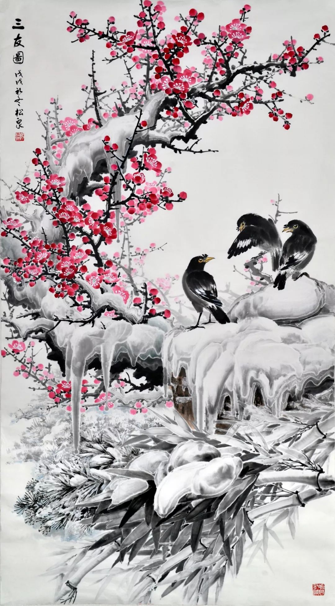 而在写意梅花的长期探索中,杨松泉先生对梅花的品质和精神有了进一步