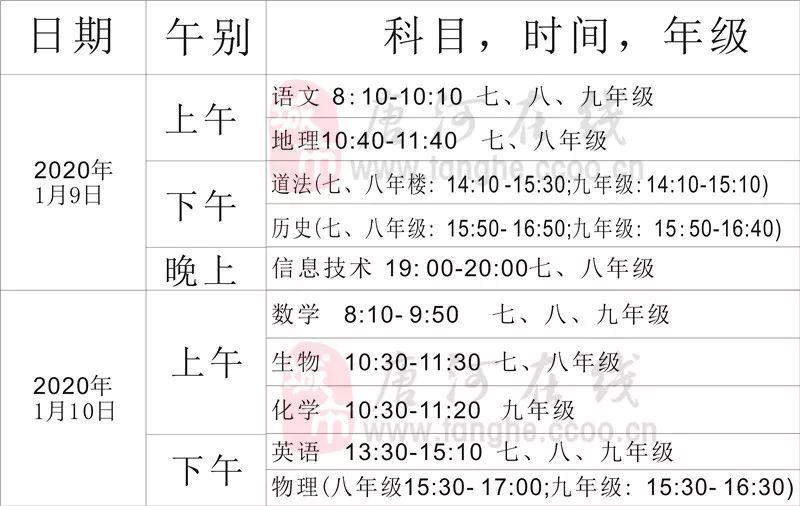 唐河县2019年秋期中小学期末考试时间及方案确定
