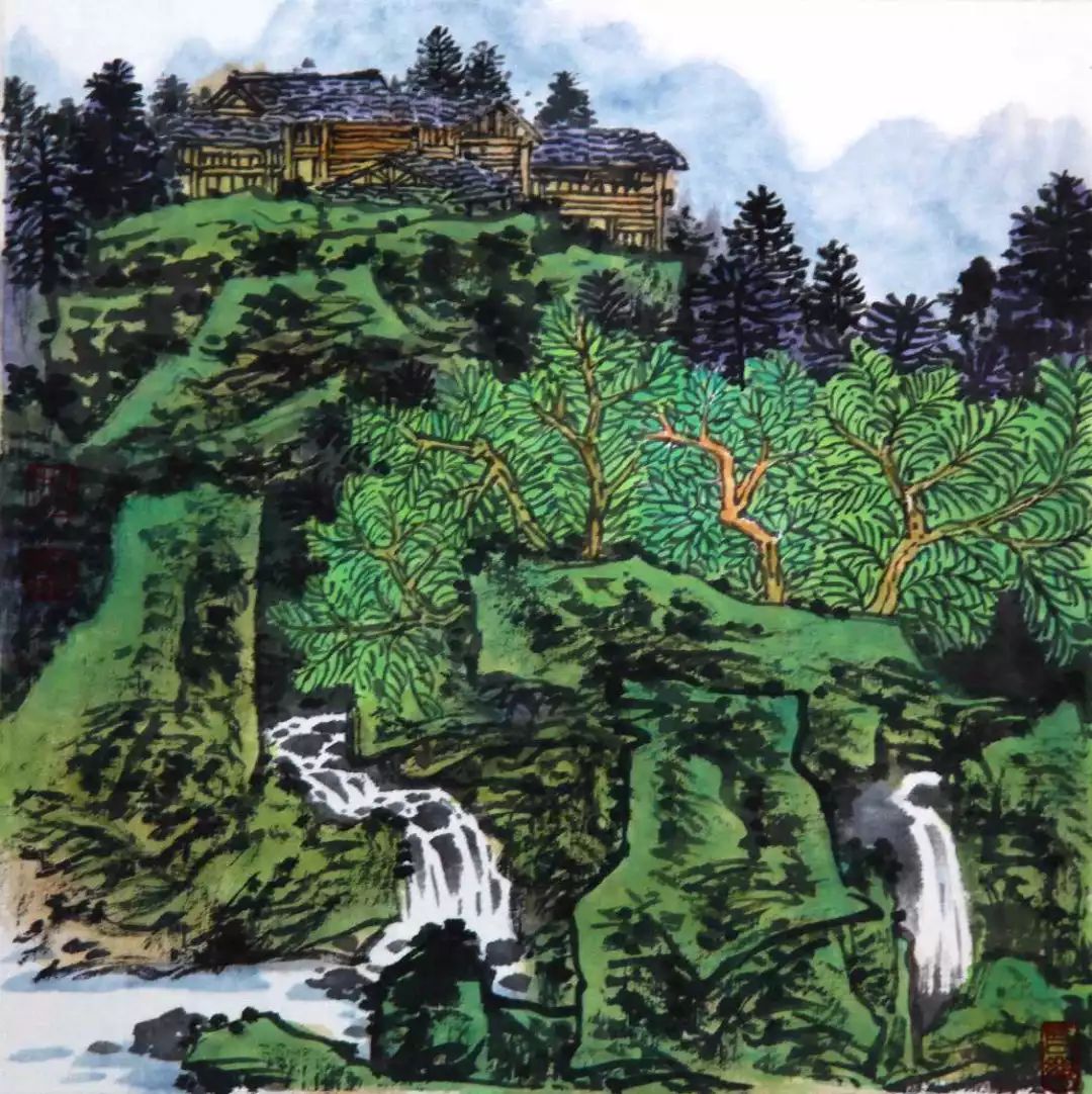 溪山卧游澄怀观道赵春秋青绿山水作品欣赏