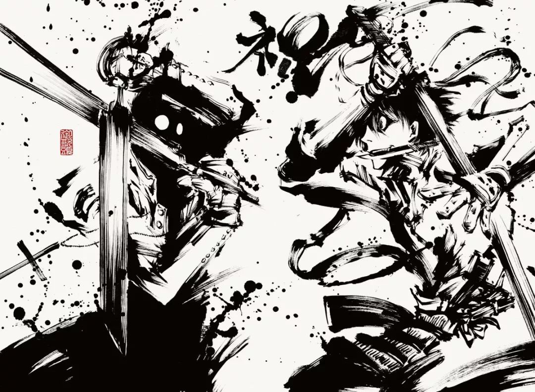 当二次元遇上水墨风日本小哥笔下的高达和七龙珠简直帅爆了