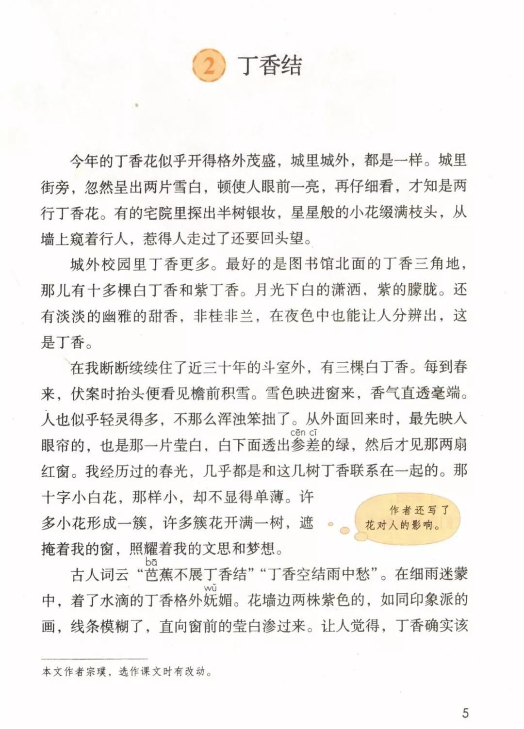 部編版六年級上冊第2課《丁香結》圖文講解 知識點梳理_顏色