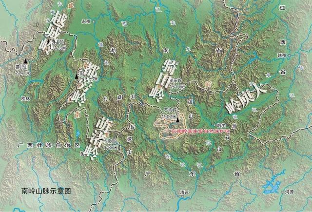 地理界线但五岭与周围群山共同组成的南岭山脉1000米左右的平均海拔也