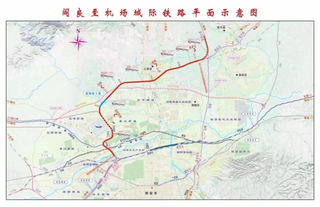 西安至法门寺城际铁路开工建设线路自咸阳机场西,利用银西高铁约60