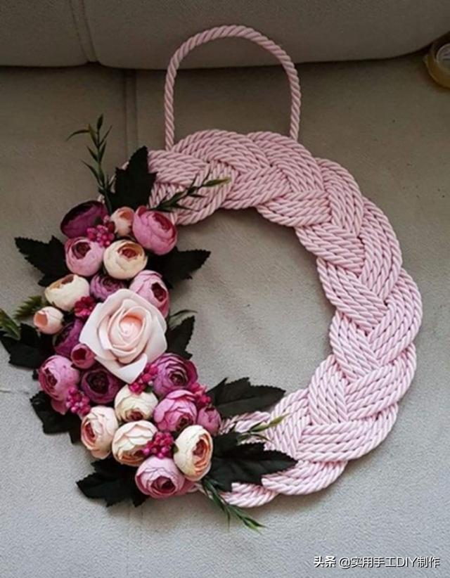 编绳作品粗绳子编制的花环简单易学很好做