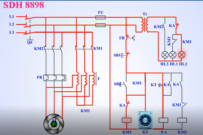 自耦变压器降压启动控制电路原理