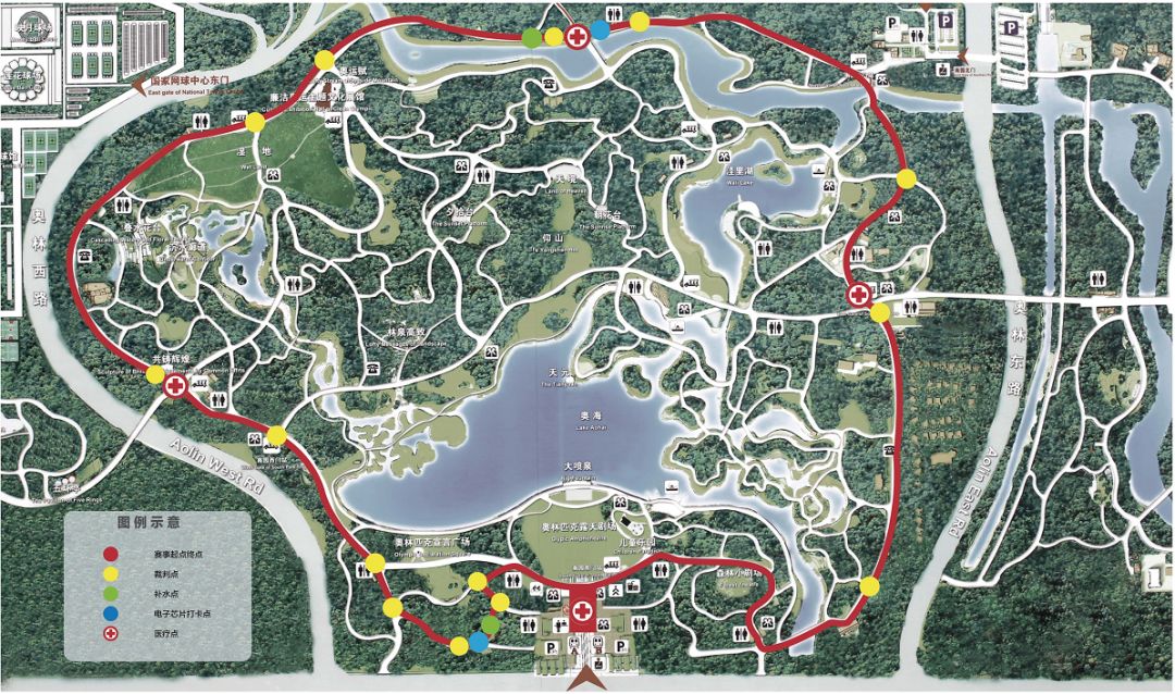 下载赛事服务公众号二维码自驾导航:奥森公园停车场(建议地铁出行)二