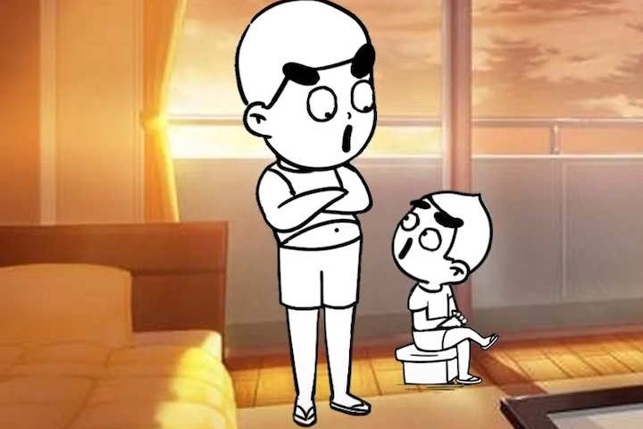 粑粑和儿子做游戏被耍了