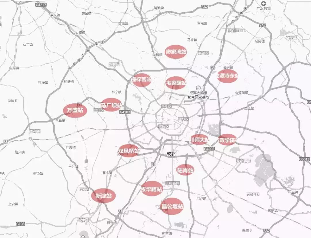 2019年初,成都軌交集團確定了成都市首批13個tod建設示範站點,分佈於